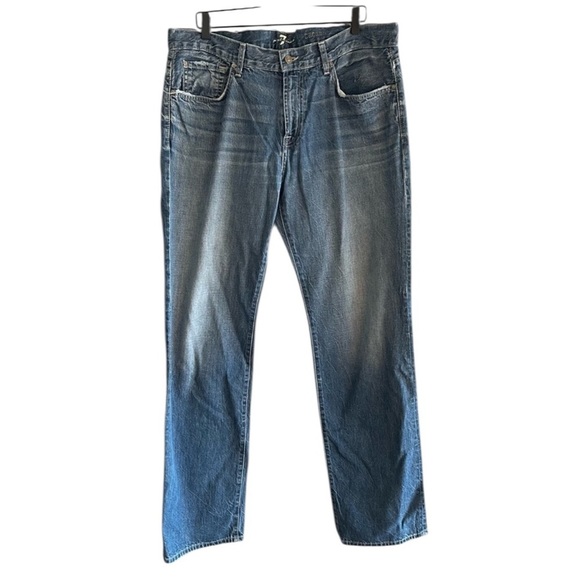7 For All Mankind Carsen Straight Leg Men’s Denim Blue Jeans Size 38 - Picture 1 of 12